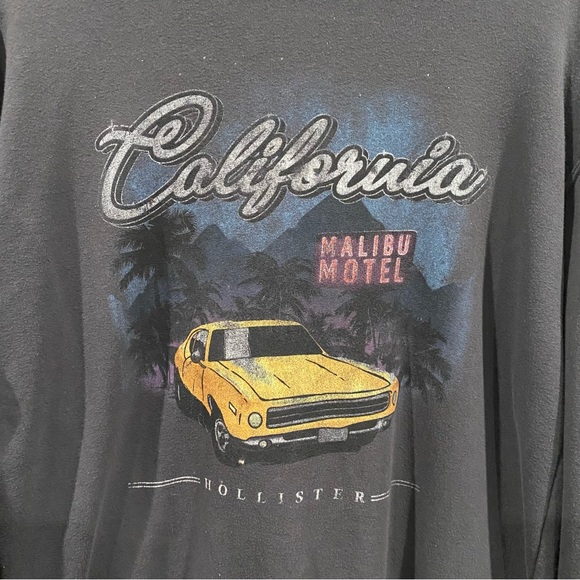 Hollister California Malibu Hotel Graphic Crewneck Pullover Sweatshirt Gray XS - Picture 7 of 8